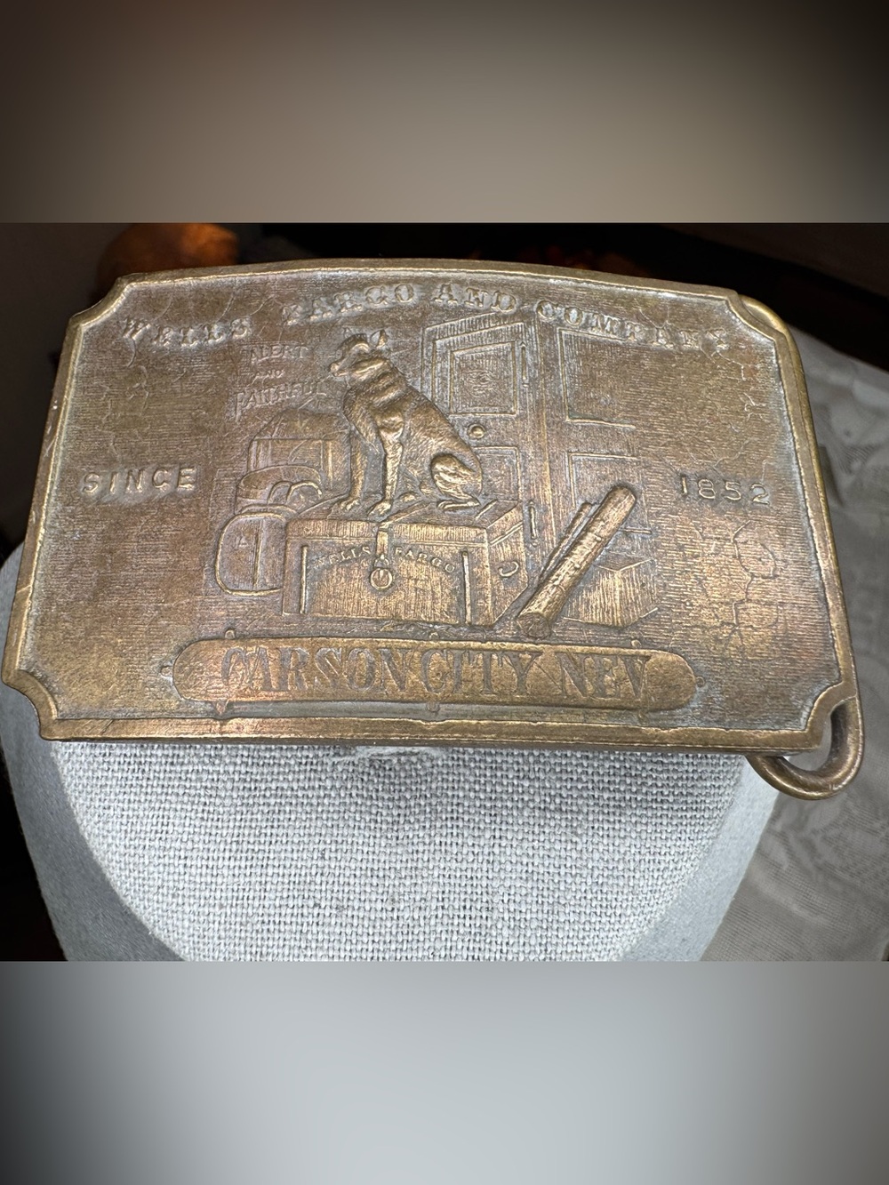 Wells Fargo & Co Tiffany NY Solid Brass Belt Buckle Carson City NEV